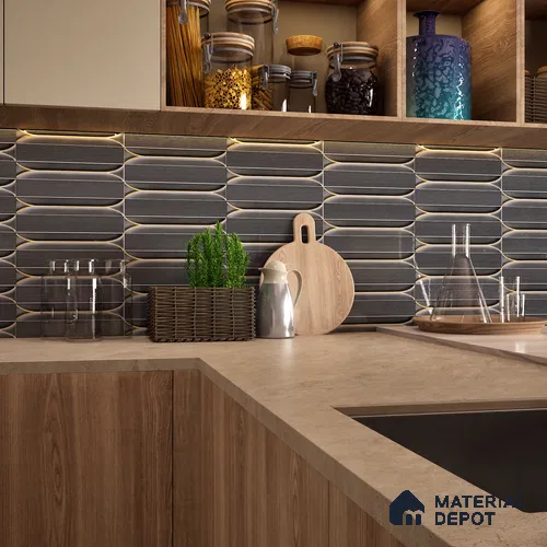 Faux Subway Wall Tile TL 04690 D Horizon Capsule Solara Anchor Grey 2 ft x 1 ft Ceramic Glossy Finish - 9 mm | Suitable For Kitchen, Bathroom Walls and Backsplashes | Please Expect a Slight Variation of Pattern