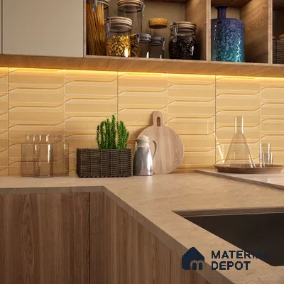 Faux Subway Wall Tile TL 04690 E Horizon Capsule Solara Oxide Brown 2 ft x 1 ft Ceramic Glossy Finish - 9 mm | Suitable For Kitchen, Bathroom Walls and Backsplashes | Please Expect a Slight Variation of Pattern (Sample)