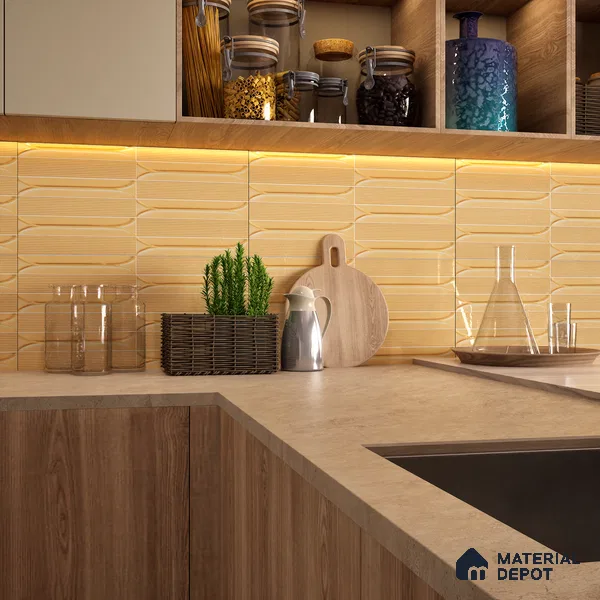 Faux Subway Wall Tile TL 04690 E Horizon Capsule Solara Oxide Brown 2 ft x 1 ft Ceramic Glossy Finish - 9 mm | Suitable For Kitchen, Bathroom Walls and Backsplashes | Please Expect a Slight Variation of Pattern (Sample)