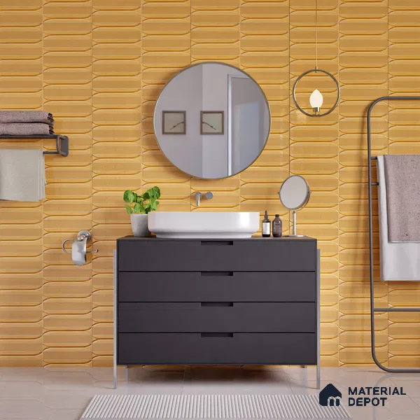 Faux Subway Wall Tile TL 04690 E Horizon Capsule Solara Oxide Brown 2 ft x 1 ft Ceramic Glossy Finish - 9 mm | Suitable For Kitchen, Bathroom Walls and Backsplashes | Please Expect a Slight Variation of Pattern (Sample)