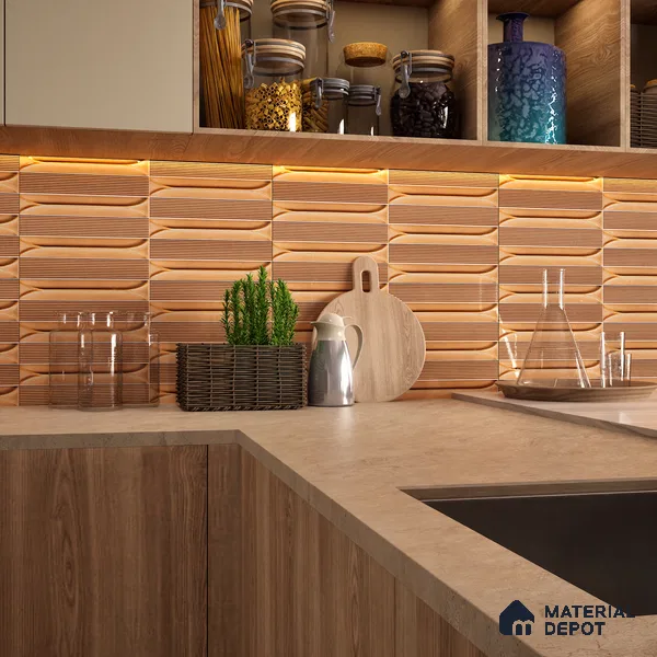 Faux Subway Wall Tile TL 04690 Horizon Capsule Solara Sparrow Brown 2 ft x 1 ft Ceramic Glossy Finish - 9 mm | Suitable For Kitchen, Bathroom Walls and Backsplashes | Please Expect a Slight Variation of Pattern