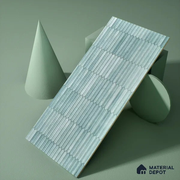 Faux Subway Wall Tile TL 04689 B Pencil Kitkat Solara Marine Blue 2 ft x 1 ft Ceramic Glossy Finish - 9 mm | Suitable For Kitchen, Bathroom Walls and Backsplashes | Please Expect a Slight Variation of Pattern