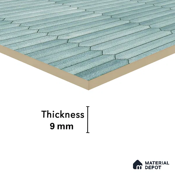 Faux Subway Wall Tile TL 04689 B Pencil Kitkat Solara Marine Blue 2 ft x 1 ft Ceramic Glossy Finish - 9 mm | Suitable For Kitchen, Bathroom Walls and Backsplashes | Please Expect a Slight Variation of Pattern