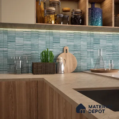 Faux Subway Wall Tile TL 04689 B Pencil Kitkat Solara Marine Blue 2 ft x 1 ft Ceramic Glossy Finish - 9 mm | Suitable For Kitchen, Bathroom Walls and Backsplashes | Please Expect a Slight Variation of Pattern