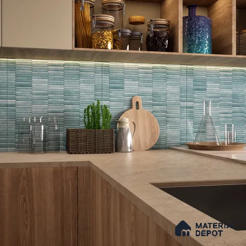 Faux Subway Wall Tile TL 04689 B Pencil Kitkat Solara Marine Blue 2 ft x 1 ft Ceramic Glossy Finish - 9 mm | Suitable For Kitchen, Bathroom Walls and Backsplashes | Please Expect a Slight Variation of Pattern