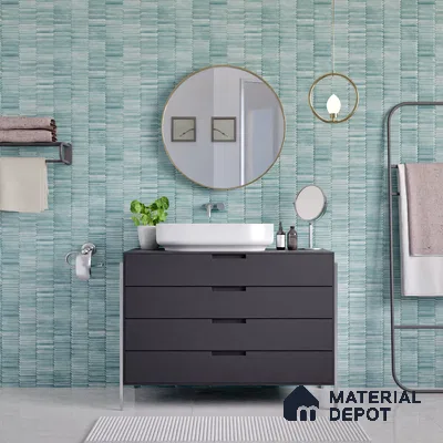 Faux Subway Wall Tile TL 04689 B Pencil Kitkat Solara Marine Blue 2 ft x 1 ft Ceramic Glossy Finish - 9 mm | Suitable For Kitchen, Bathroom Walls and Backsplashes | Please Expect a Slight Variation of Pattern