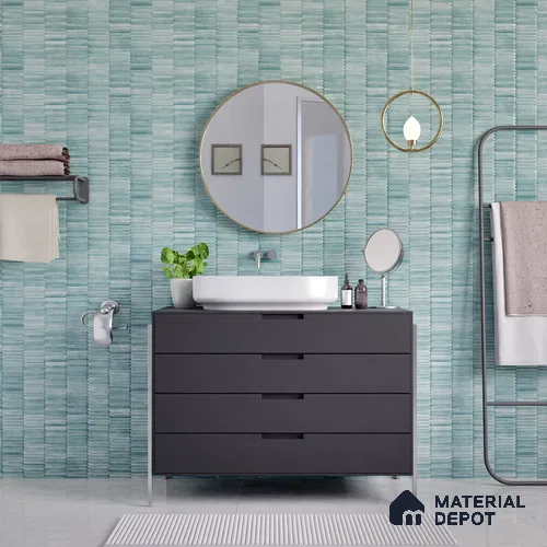 Faux Subway Wall Tile TL 04689 B Pencil Kitkat Solara Marine Blue 2 ft x 1 ft Ceramic Glossy Finish - 9 mm | Suitable For Kitchen, Bathroom Walls and Backsplashes | Please Expect a Slight Variation of Pattern