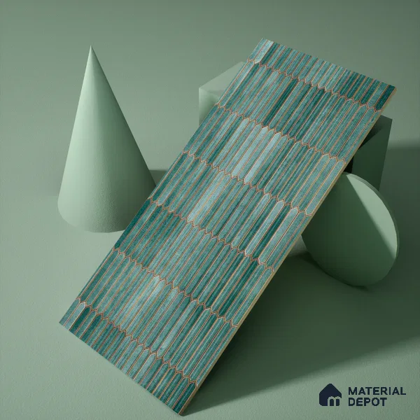 Faux Subway Wall Tile TL 04689 C Pencil Kitkat Solara French Blue 2 ft x 1 ft Ceramic Glossy Finish - 9 mm | Suitable For Kitchen, Bathroom Walls and Backsplashes | Please Expect a Slight Variation of Pattern (Sample)