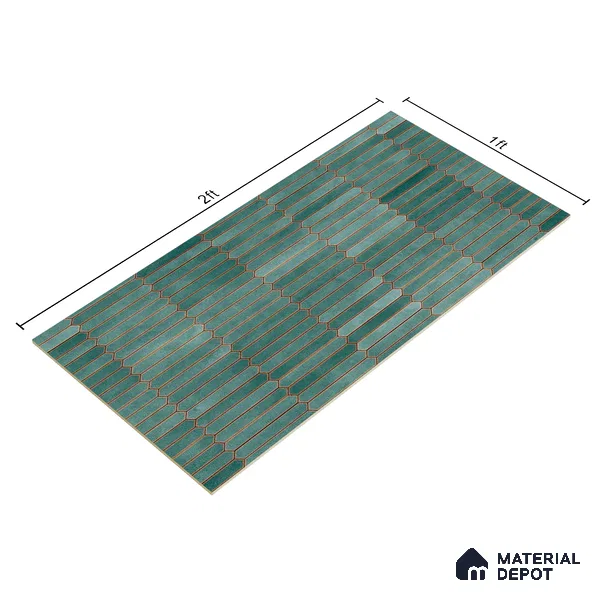 Faux Subway Wall Tile TL 04689 C Pencil Kitkat Solara French Blue 2 ft x 1 ft Ceramic Glossy Finish - 9 mm | Suitable For Kitchen, Bathroom Walls and Backsplashes | Please Expect a Slight Variation of Pattern (Sample)