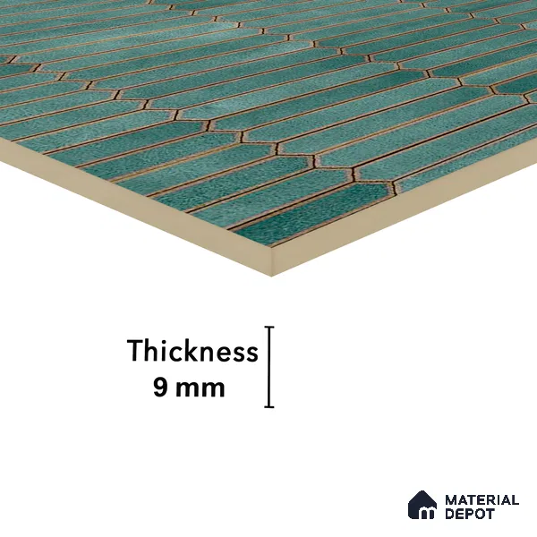 Faux Subway Wall Tile TL 04689 C Pencil Kitkat Solara French Blue 2 ft x 1 ft Ceramic Glossy Finish - 9 mm | Suitable For Kitchen, Bathroom Walls and Backsplashes | Please Expect a Slight Variation of Pattern (Sample)