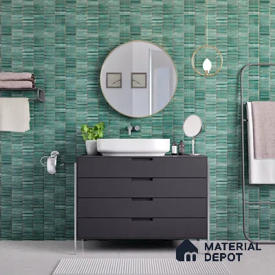 Faux Subway Wall Tile TL 04689 C Pencil Kitkat Solara French Blue 2 ft x 1 ft Ceramic Glossy Finish - 9 mm | Suitable For Kitchen, Bathroom Walls and Backsplashes | Please Expect a Slight Variation of Pattern (Sample)