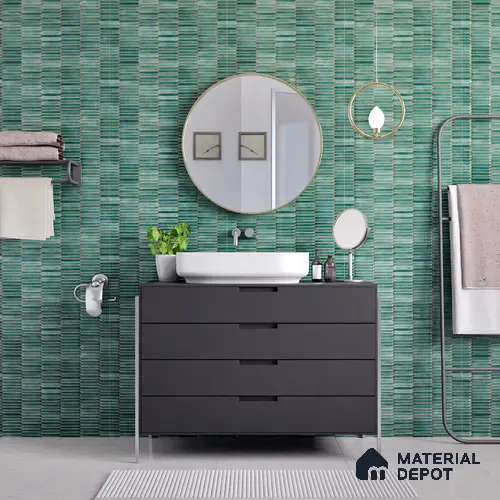 Faux Subway Wall Tile TL 04689 C Pencil Kitkat Solara French Blue 2 ft x 1 ft Ceramic Glossy Finish - 9 mm | Suitable For Kitchen, Bathroom Walls and Backsplashes | Please Expect a Slight Variation of Pattern