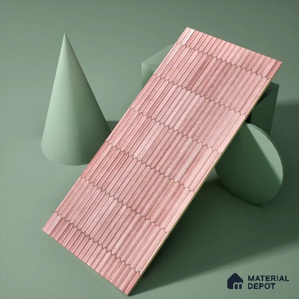 Faux Subway Wall Tile TL 04689 D Pencil Kitkat Solara Pink Palette 2 ft x 1 ft Ceramic Glossy Finish - 9 mm | Suitable For Kitchen, Bathroom Walls and Backsplashes | Please Expect a Slight Variation of Pattern