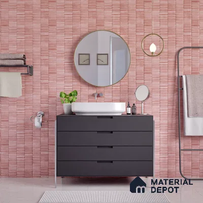 Faux Subway Wall Tile TL 04689 D Pencil Kitkat Solara Pink Palette 2 ft x 1 ft Ceramic Glossy Finish - 9 mm | Suitable For Kitchen, Bathroom Walls and Backsplashes | Please Expect a Slight Variation of Pattern