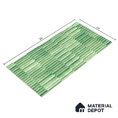 Faux Subway Wall Tile TL 04689 E Pencil Kitkat Solara Spring Green 2 ft x 1 ft Ceramic Glossy Finish - 9 mm | Suitable For Kitchen, Bathroom Walls and Backsplashes | Please Expect a Slight Variation of Pattern
