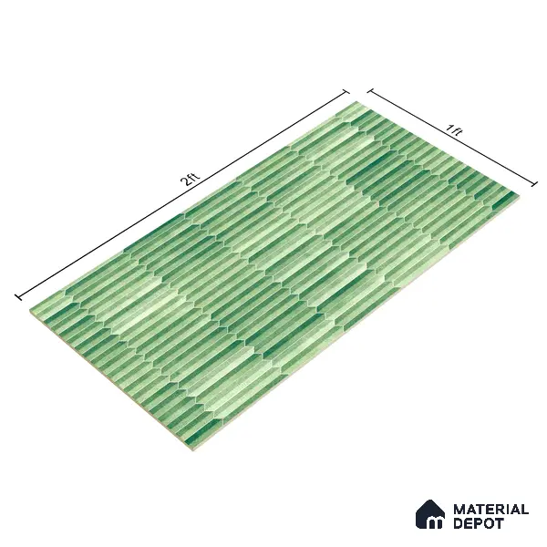 Faux Subway Wall Tile TL 04689 E Pencil Kitkat Solara Spring Green 2 ft x 1 ft Ceramic Glossy Finish - 9 mm | Suitable For Kitchen, Bathroom Walls and Backsplashes | Please Expect a Slight Variation of Pattern