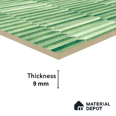 Faux Subway Wall Tile TL 04689 E Pencil Kitkat Solara Spring Green 2 ft x 1 ft Ceramic Glossy Finish - 9 mm | Suitable For Kitchen, Bathroom Walls and Backsplashes | Please Expect a Slight Variation of Pattern