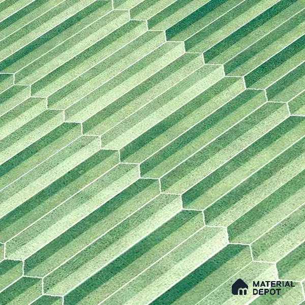 Faux Subway Wall Tile TL 04689 E Pencil Kitkat Solara Spring Green 2 ft x 1 ft Ceramic Glossy Finish - 9 mm | Suitable For Kitchen, Bathroom Walls and Backsplashes | Please Expect a Slight Variation of Pattern