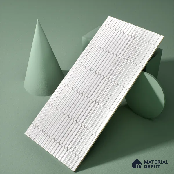 Faux Subway Wall Tile TL 04689 Pencil Kitkat Solara Moonlight Grey 2 ft x 1 ft Ceramic Glossy Finish - 9 mm | Suitable For Kitchen, Bathroom Walls and Backsplashes | Please Expect a Slight Variation of Pattern