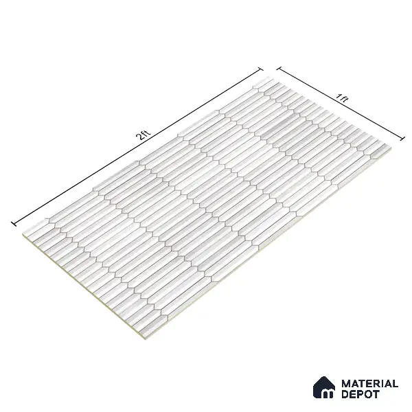 Faux Subway Wall Tile TL 04689 Pencil Kitkat Solara Moonlight Grey 2 ft x 1 ft Ceramic Glossy Finish - 9 mm | Suitable For Kitchen, Bathroom Walls and Backsplashes | Please Expect a Slight Variation of Pattern