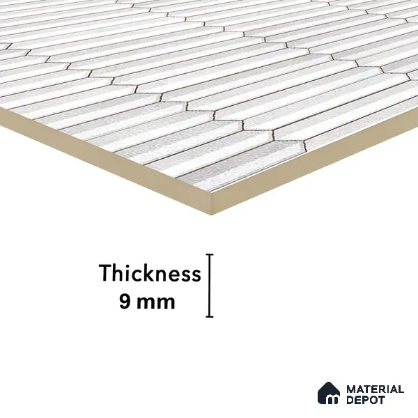 Faux Subway Wall Tile TL 04689 Pencil Kitkat Solara Moonlight Grey 2 ft x 1 ft Ceramic Glossy Finish - 9 mm | Suitable For Kitchen, Bathroom Walls and Backsplashes | Please Expect a Slight Variation of Pattern