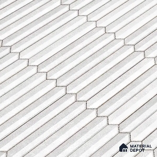 Faux Subway Wall Tile TL 04689 Pencil Kitkat Solara Moonlight Grey 2 ft x 1 ft Ceramic Glossy Finish - 9 mm | Suitable For Kitchen, Bathroom Walls and Backsplashes | Please Expect a Slight Variation of Pattern