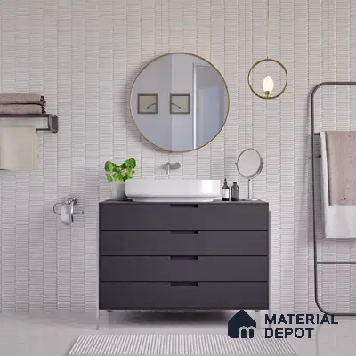 Faux Subway Wall Tile TL 04689 Pencil Kitkat Solara Moonlight Grey 2 ft x 1 ft Ceramic Glossy Finish - 9 mm | Suitable For Kitchen, Bathroom Walls and Backsplashes | Please Expect a Slight Variation of Pattern