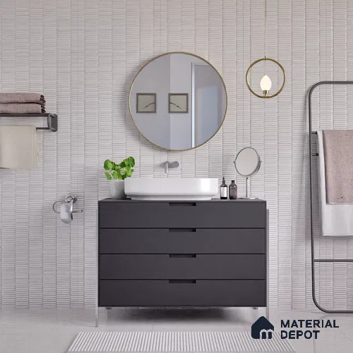Faux Subway Wall Tile TL 04689 Pencil Kitkat Solara Moonlight Grey 2 ft x 1 ft Ceramic Glossy Finish - 9 mm | Suitable For Kitchen, Bathroom Walls and Backsplashes | Please Expect a Slight Variation of Pattern