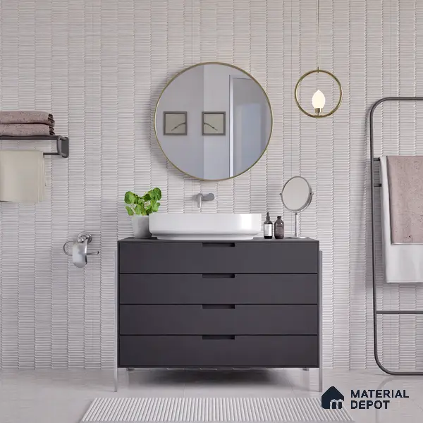Faux Subway Wall Tile TL 04689 Pencil Kitkat Solara Moonlight Grey 2 ft x 1 ft Ceramic Glossy Finish - 9 mm | Suitable For Kitchen, Bathroom Walls and Backsplashes | Please Expect a Slight Variation of Pattern