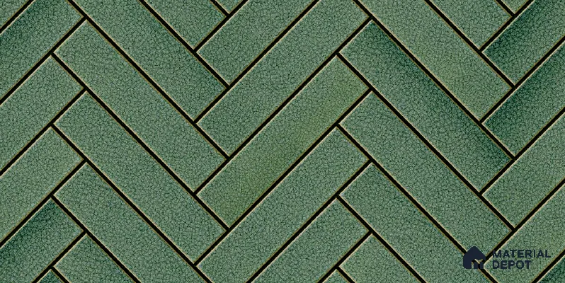 Faux Subway Wall Tile TL 04684 B Herringbone Solara Amery Blue 2 ft x 1 ft Ceramic Glossy Finish - 9 mm | Suitable For Kitchen, Bathroom Walls and Backsplashes | Please Expect a Slight Variation of Pattern (Sample)