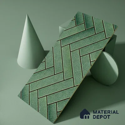 Faux Subway Wall Tile TL 04684 B Herringbone Solara Amery Blue 2 ft x 1 ft Ceramic Glossy Finish - 9 mm | Suitable For Kitchen, Bathroom Walls and Backsplashes | Please Expect a Slight Variation of Pattern (Sample)