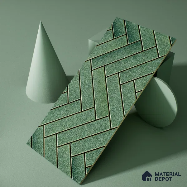 Faux Subway Wall Tile TL 04684 B Herringbone Solara Amery Blue 2 ft x 1 ft Ceramic Glossy Finish - 9 mm | Suitable For Kitchen, Bathroom Walls and Backsplashes | Please Expect a Slight Variation of Pattern (Sample)