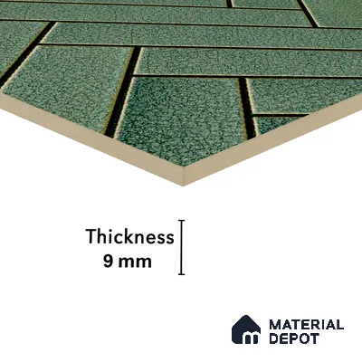 Faux Subway Wall Tile TL 04684 B Herringbone Solara Amery Blue 2 ft x 1 ft Ceramic Glossy Finish - 9 mm | Suitable For Kitchen, Bathroom Walls and Backsplashes | Please Expect a Slight Variation of Pattern (Sample)