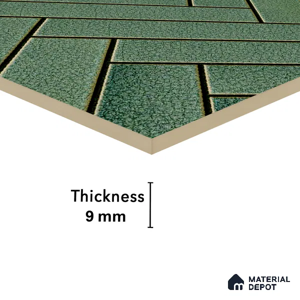 Faux Subway Wall Tile TL 04684 B Herringbone Solara Amery Blue 2 ft x 1 ft Ceramic Glossy Finish - 9 mm | Suitable For Kitchen, Bathroom Walls and Backsplashes | Please Expect a Slight Variation of Pattern (Sample)