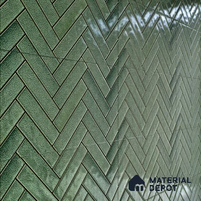Faux Subway Wall Tile TL 04684 B Herringbone Solara Amery Blue 2 ft x 1 ft Ceramic Glossy Finish - 9 mm | Suitable For Kitchen, Bathroom Walls and Backsplashes | Please Expect a Slight Variation of Pattern (Sample)