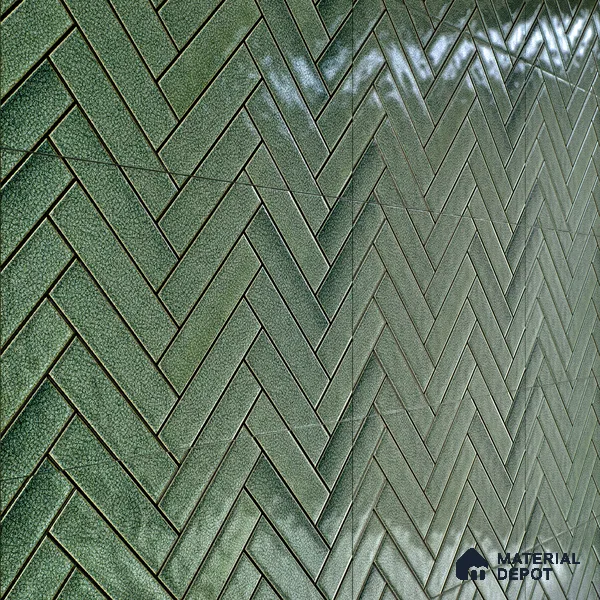 Faux Subway Wall Tile TL 04684 B Herringbone Solara Amery Blue 2 ft x 1 ft Ceramic Glossy Finish - 9 mm | Suitable For Kitchen, Bathroom Walls and Backsplashes | Please Expect a Slight Variation of Pattern (Sample)