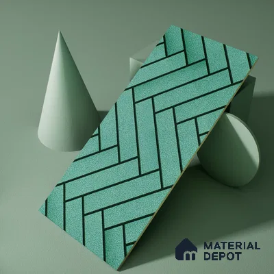 Faux Subway Wall Tile TL 04684 C Herringbone Solara Starwood Blue 2 ft x 1 ft Ceramic Glossy Finish - 9 mm | Suitable For Kitchen, Bathroom Walls and Backsplashes | Please Expect a Slight Variation of Pattern (Sample)