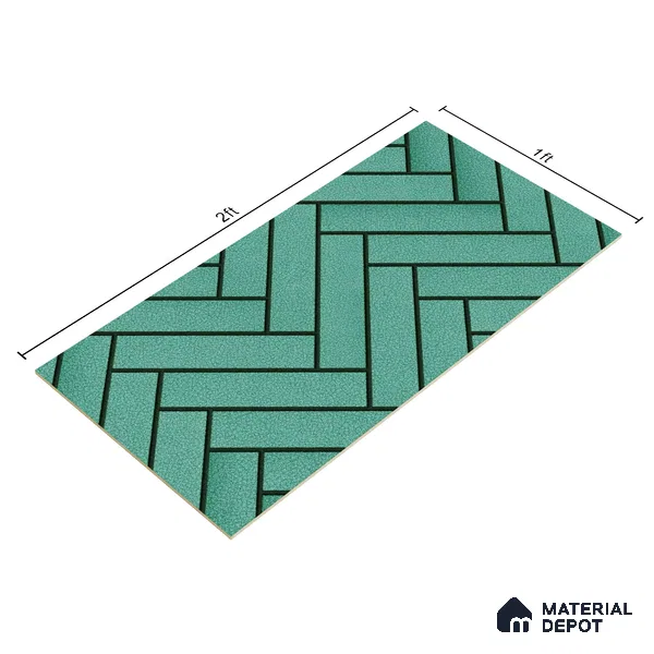 Faux Subway Wall Tile TL 04684 C Herringbone Solara Starwood Blue 2 ft x 1 ft Ceramic Glossy Finish - 9 mm | Suitable For Kitchen, Bathroom Walls and Backsplashes | Please Expect a Slight Variation of Pattern (Sample)