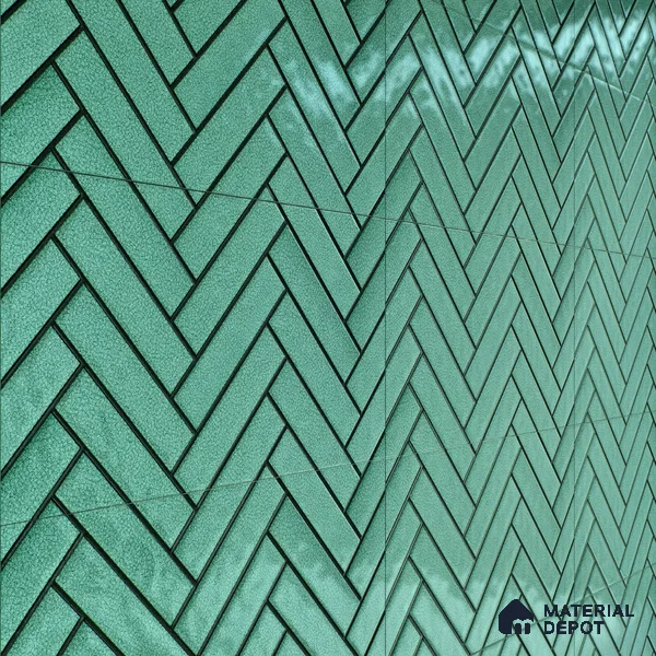 Faux Subway Wall Tile TL 04684 C Herringbone Solara Starwood Blue 2 ft x 1 ft Ceramic Glossy Finish - 9 mm | Suitable For Kitchen, Bathroom Walls and Backsplashes | Please Expect a Slight Variation of Pattern (Sample)