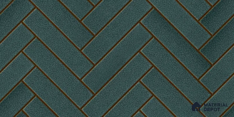 Faux Subway Wall Tile TL 04684 D Herringbone Solara Midnight Blue 2 ft x 1 ft Ceramic Glossy Finish - 9 mm | Suitable For Kitchen, Bathroom Walls and Backsplashes | Please Expect a Slight Variation of Pattern (Sample)