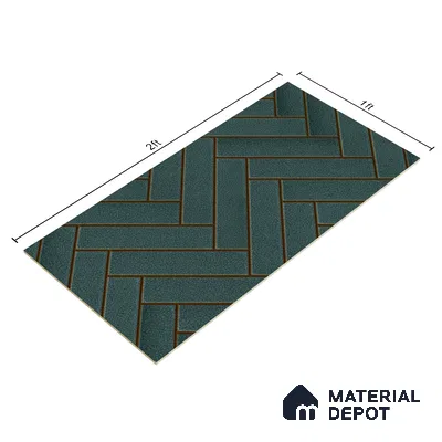 Faux Subway Wall Tile TL 04684 D Herringbone Solara Midnight Blue 2 ft x 1 ft Ceramic Glossy Finish - 9 mm | Suitable For Kitchen, Bathroom Walls and Backsplashes | Please Expect a Slight Variation of Pattern (Sample)