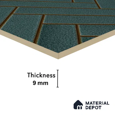 Faux Subway Wall Tile TL 04684 D Herringbone Solara Midnight Blue 2 ft x 1 ft Ceramic Glossy Finish - 9 mm | Suitable For Kitchen, Bathroom Walls and Backsplashes | Please Expect a Slight Variation of Pattern (Sample)