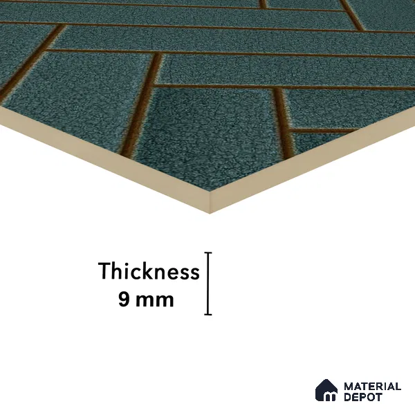 Faux Subway Wall Tile TL 04684 D Herringbone Solara Midnight Blue 2 ft x 1 ft Ceramic Glossy Finish - 9 mm | Suitable For Kitchen, Bathroom Walls and Backsplashes | Please Expect a Slight Variation of Pattern (Sample)