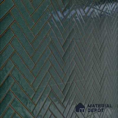 Faux Subway Wall Tile TL 04684 D Herringbone Solara Midnight Blue 2 ft x 1 ft Ceramic Glossy Finish - 9 mm | Suitable For Kitchen, Bathroom Walls and Backsplashes | Please Expect a Slight Variation of Pattern (Sample)