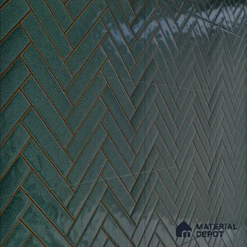 Faux Subway Wall Tile TL 04684 D Herringbone Solara Midnight Blue 2 ft x 1 ft Ceramic Glossy Finish - 9 mm | Suitable For Kitchen, Bathroom Walls and Backsplashes | Please Expect a Slight Variation of Pattern