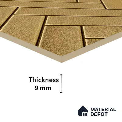 Faux Subway Wall Tile TL 04684 E Herringbone Solara Brown Olive 2 ft x 1 ft Ceramic Glossy Finish - 9 mm | Suitable For Kitchen, Bathroom Walls and Backsplashes | Please Expect a Slight Variation of Pattern