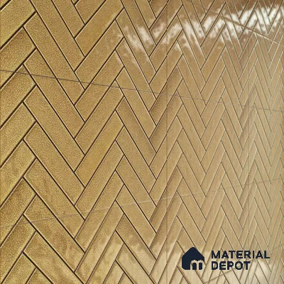 Faux Subway Wall Tile TL 04684 E Herringbone Solara Brown Olive 2 ft x 1 ft Ceramic Glossy Finish - 9 mm | Suitable For Kitchen, Bathroom Walls and Backsplashes | Please Expect a Slight Variation of Pattern