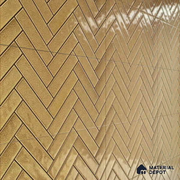 Faux Subway Wall Tile TL 04684 E Herringbone Solara Brown Olive 2 ft x 1 ft Ceramic Glossy Finish - 9 mm | Suitable For Kitchen, Bathroom Walls and Backsplashes | Please Expect a Slight Variation of Pattern