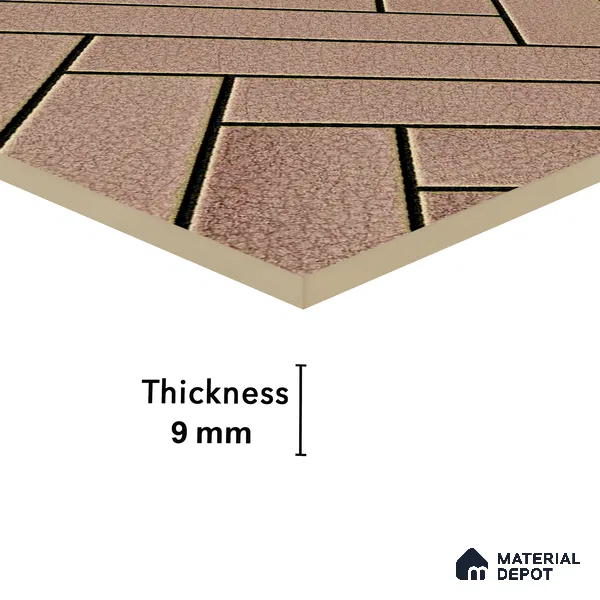Faux Subway Wall Tile TL 04684 F Herringbone Solara Lush Pink 2 ft x 1 ft Ceramic Glossy Finish - 9 mm | Suitable For Kitchen, Bathroom Walls and Backsplashes | Please Expect a Slight Variation of Pattern (Sample)