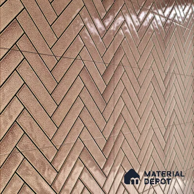 Faux Subway Wall Tile TL 04684 F Herringbone Solara Lush Pink 2 ft x 1 ft Ceramic Glossy Finish - 9 mm | Suitable For Kitchen, Bathroom Walls and Backsplashes | Please Expect a Slight Variation of Pattern (Sample)